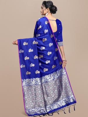 floral banarasi saree with blouse - 17418387 - Standard Image - 2