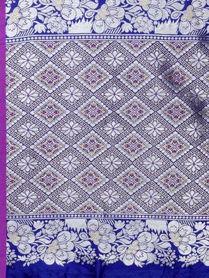 floral banarasi saree with blouse - 17418387 - Standard Image - 3
