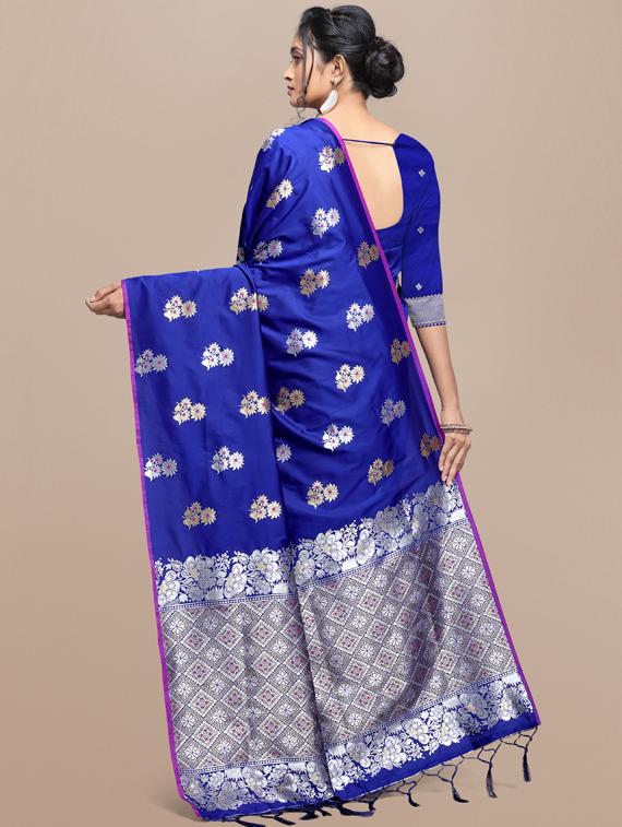 floral banarasi saree with blouse - 17418387 - Zoom Image - 2