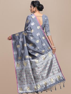 floral banarasi saree with blouse - 17418397 - Standard Image - 2