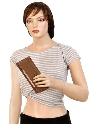brown leatherette clutch - 17418497 - Standard Image - 9