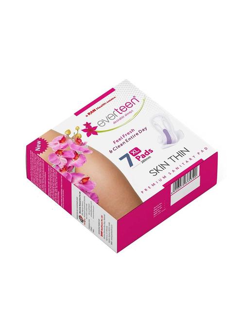 pack of 4 everteen skin thin premium xl sanitary pads for protection during periods in women (7 pieces each, 280mm) - 17418568 - Very Small Image - 1