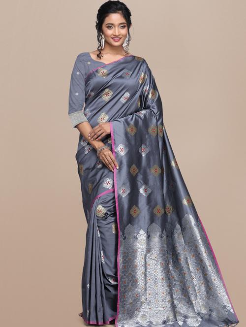ethnic motifs banarasi saree with blouse - 17418656 - Standard Image - 1