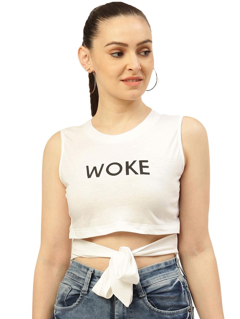 tie front crop tee - 17418663 - Zoom Image - 1