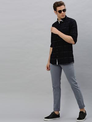 blue solid chinos - 17418708 - Standard Image - 4