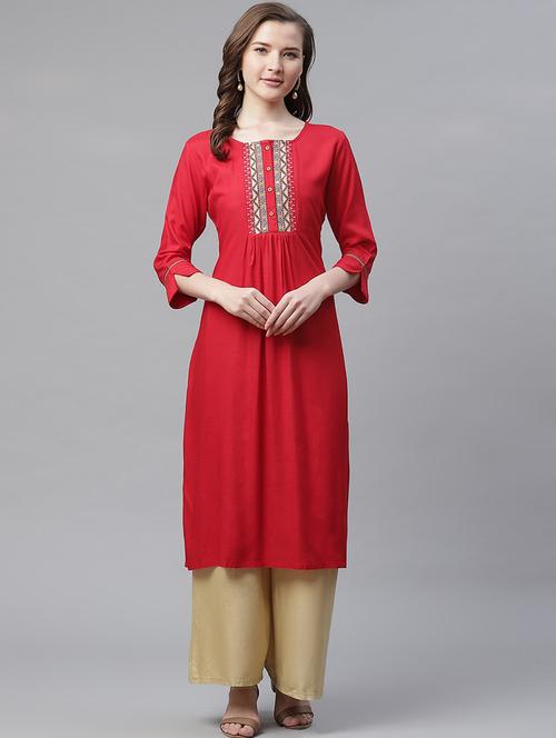 embroidered straight kurta - 17418894 - Standard Image - 1