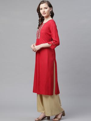 embroidered straight kurta - 17418894 - Standard Image - 2