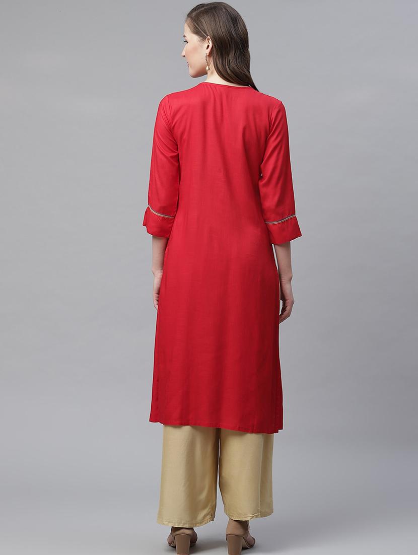 embroidered straight kurta - 17418894 - Zoom Image - 3