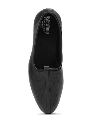 black leather slip on mojaris - 17419017 - Standard Image - 4