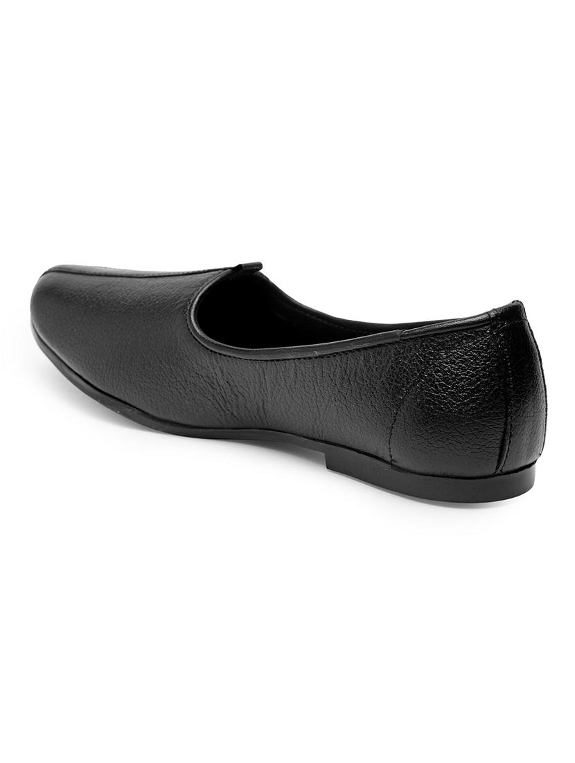 black leather slip on mojaris - 17419017 - Zoom Image - 3