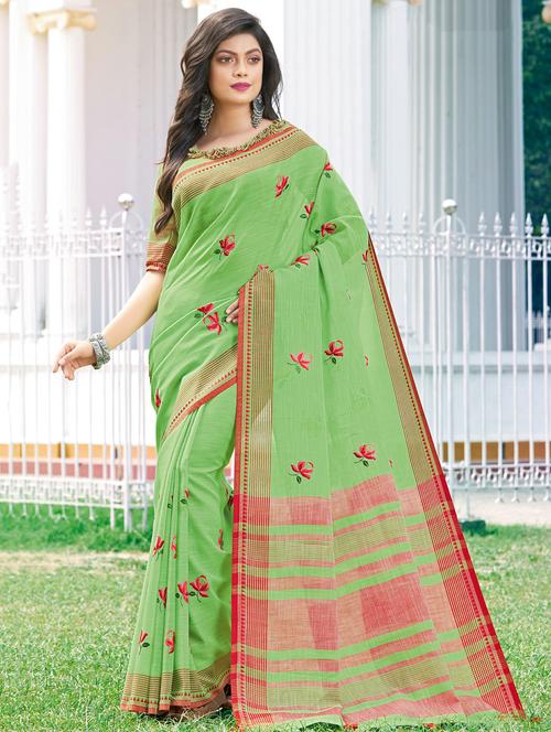 solid embroidered saree with blouse - 17419205 - Standard Image - 1