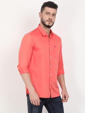 orange solid casual shirt - 17419338 - Standard Image - 2
