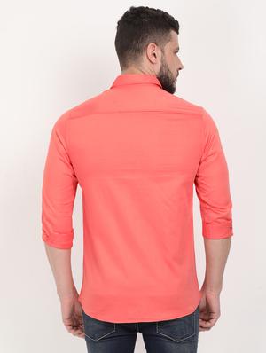 orange solid casual shirt - 17419338 - Standard Image - 3