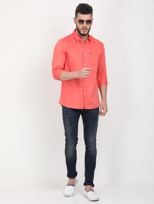 orange solid casual shirt - 17419338 - Standard Image - 4