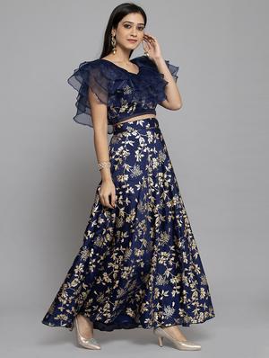 floral print flared lehenga - 17419372 - Standard Image - 2