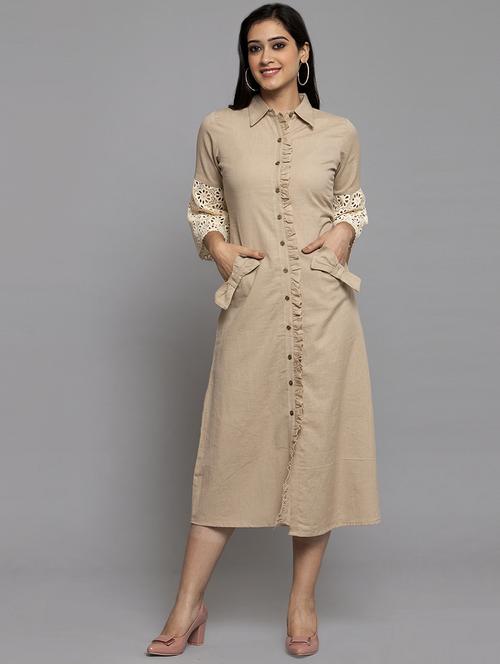frilled placket a-line dress - 17419395 - Standard Image - 1