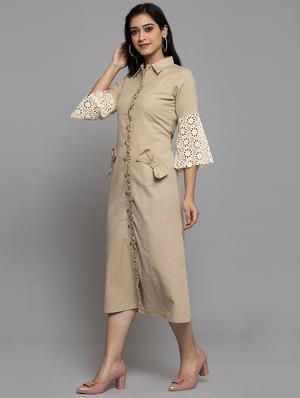 frilled placket a-line dress - 17419395 - Standard Image - 2