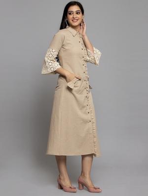 frilled placket a-line dress - 17419395 - Standard Image - 3