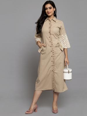 frilled placket a-line dress - 17419395 - Standard Image - 5