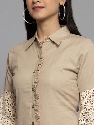 frilled placket a-line dress - 17419395 - Standard Image - 6