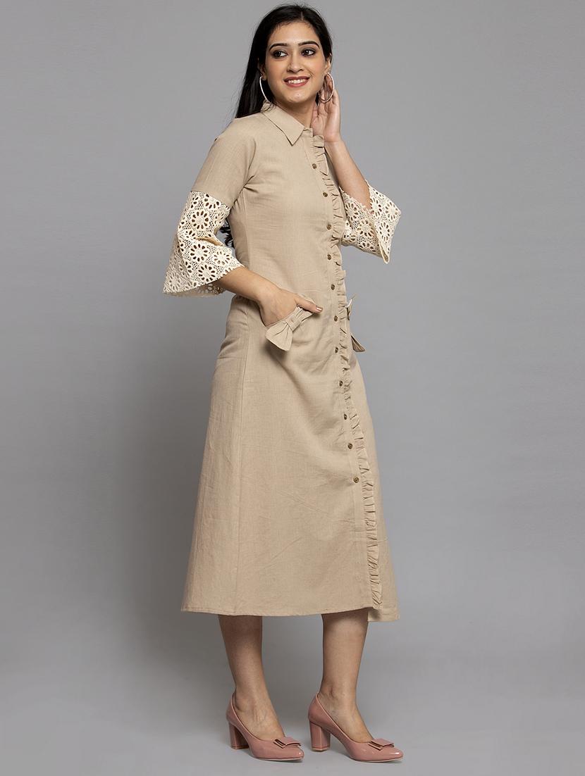 frilled placket a-line dress - 17419395 - Zoom Image - 3