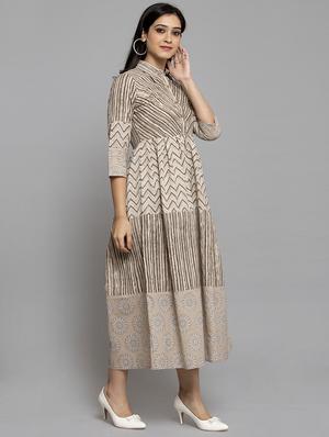 beige cotton aline dress - 17419396 - Standard Image - 3