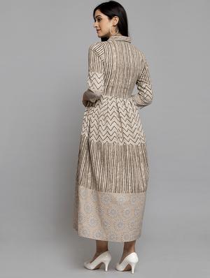 beige cotton aline dress - 17419396 - Standard Image - 4