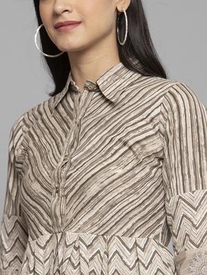 beige cotton aline dress - 17419396 - Standard Image - 6