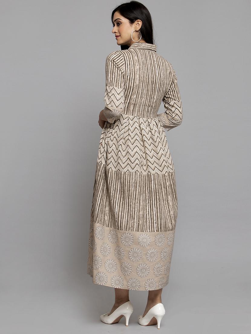 beige cotton aline dress - 17419396 - Zoom Image - 4