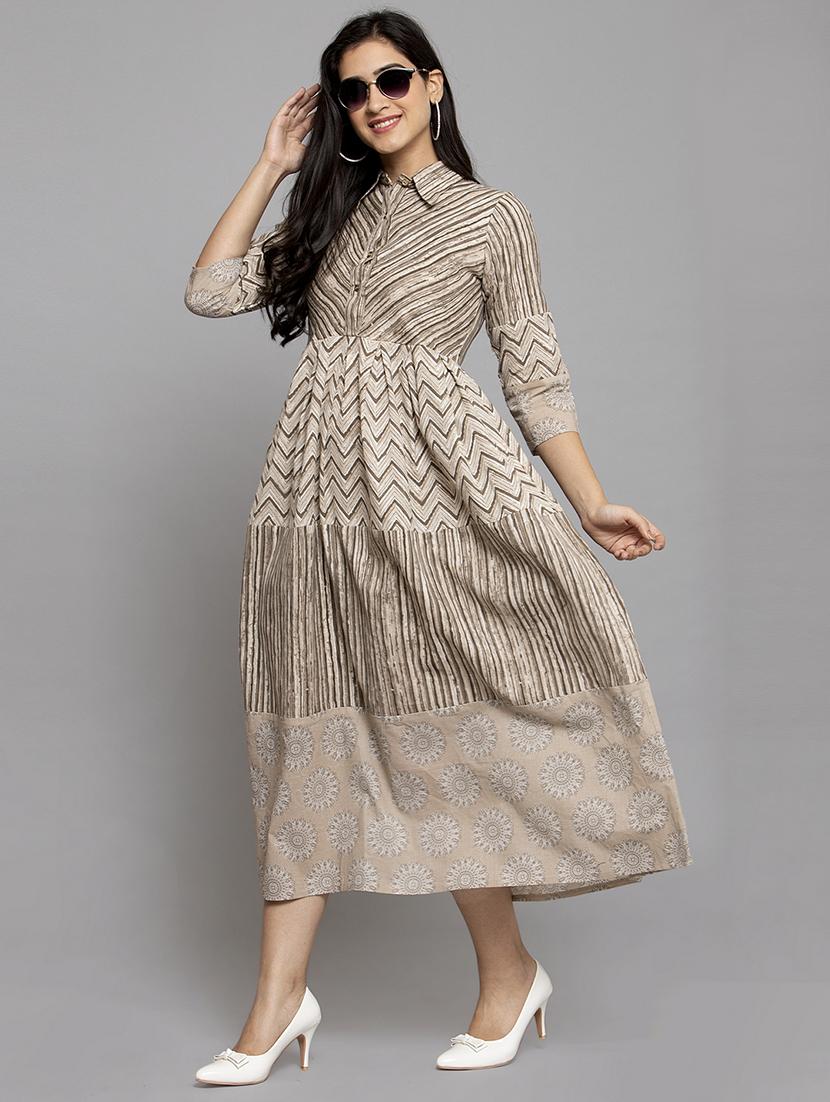 beige cotton aline dress - 17419396 - Zoom Image - 5