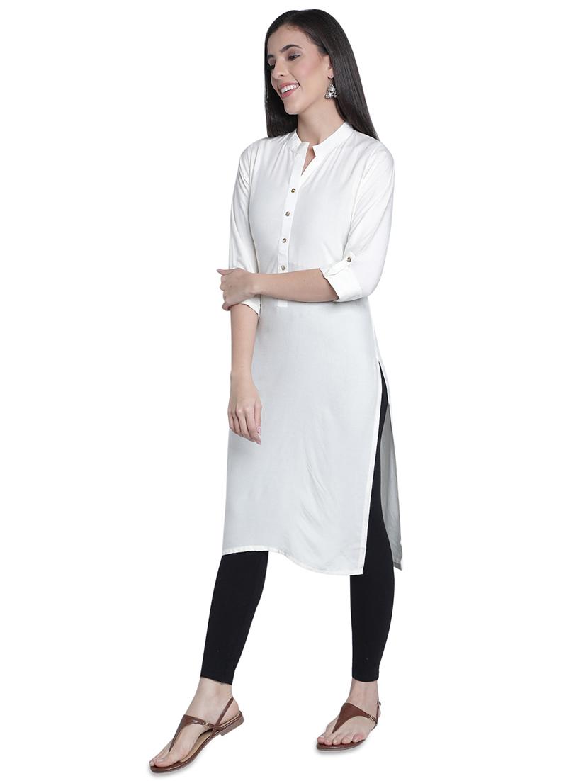 solid straight kurta - 17419436 - Zoom Image - 2