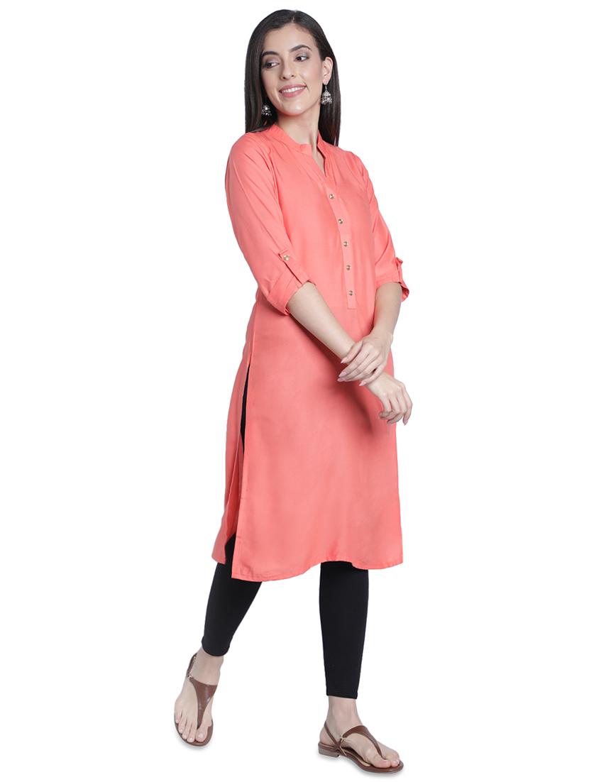 solid straight kurta - 17419437 - Zoom Image - 2