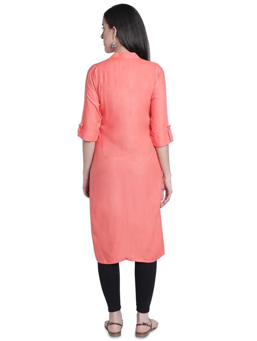 solid straight kurta - 17419437 - Zoom Image - 3