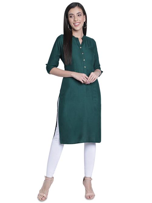 solid straight kurta - 17419438 - Standard Image - 1