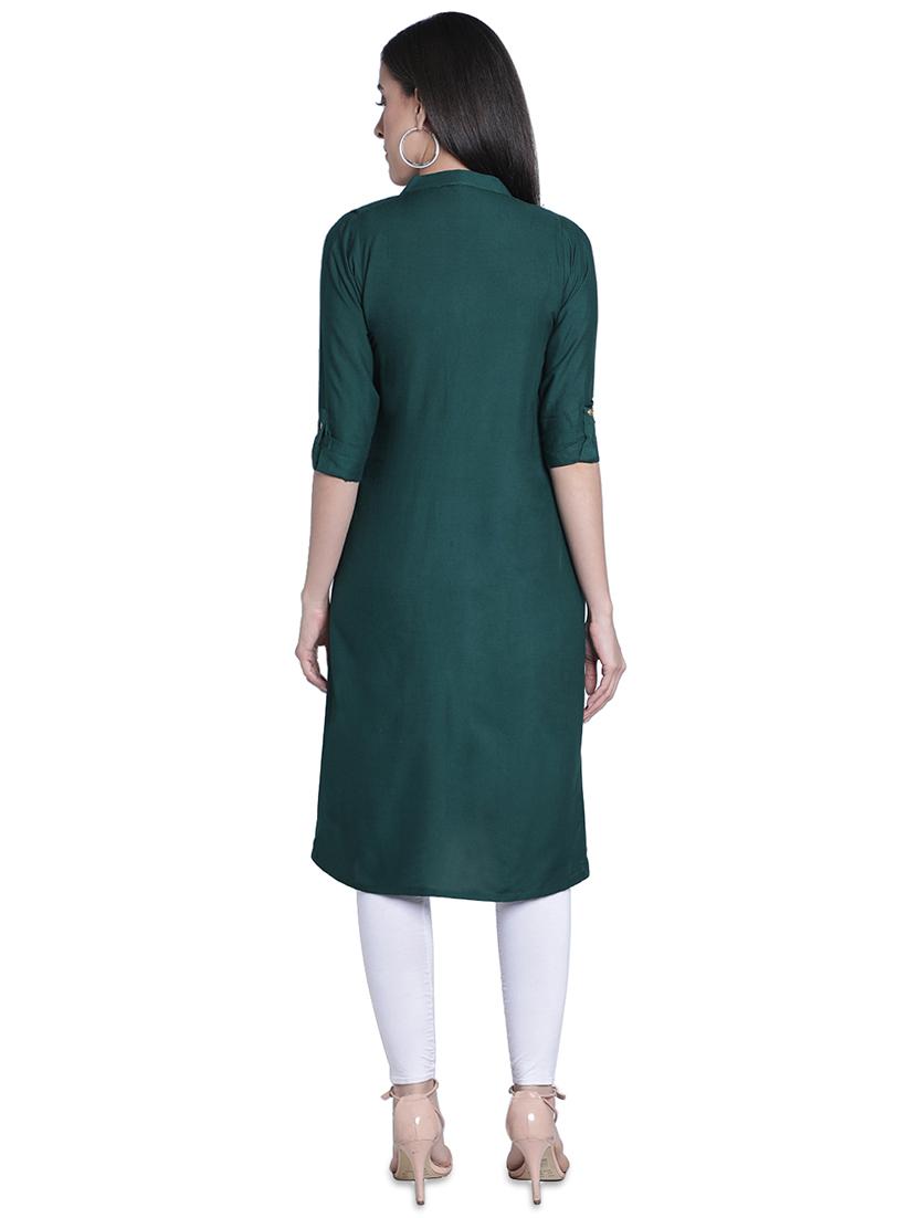 solid straight kurta - 17419438 - Zoom Image - 3