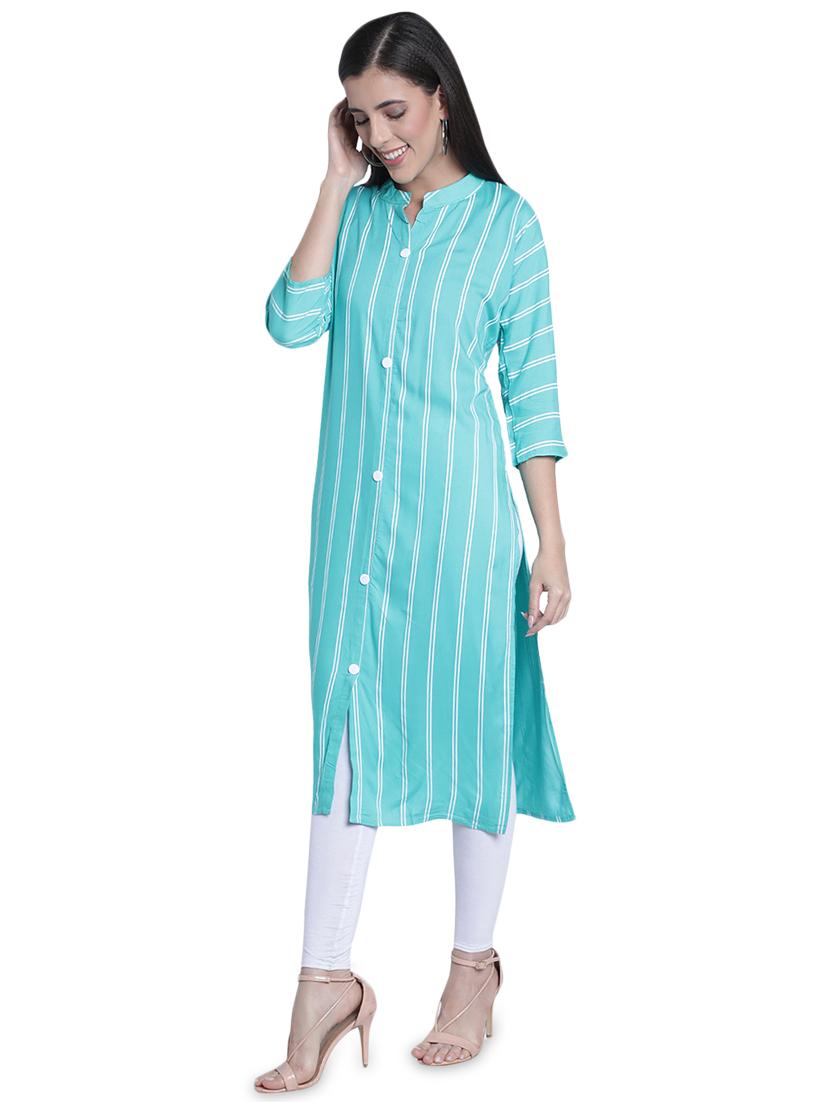 striped straight kurta - 17419440 - Zoom Image - 2