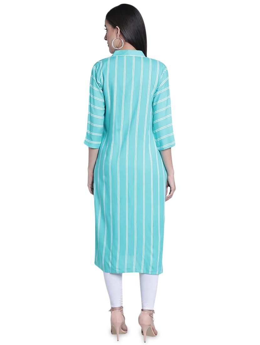 striped straight kurta - 17419440 - Zoom Image - 3