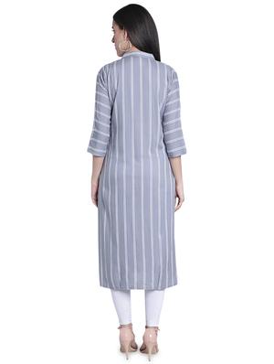 striped straight kurta - 17419442 - Standard Image - 3