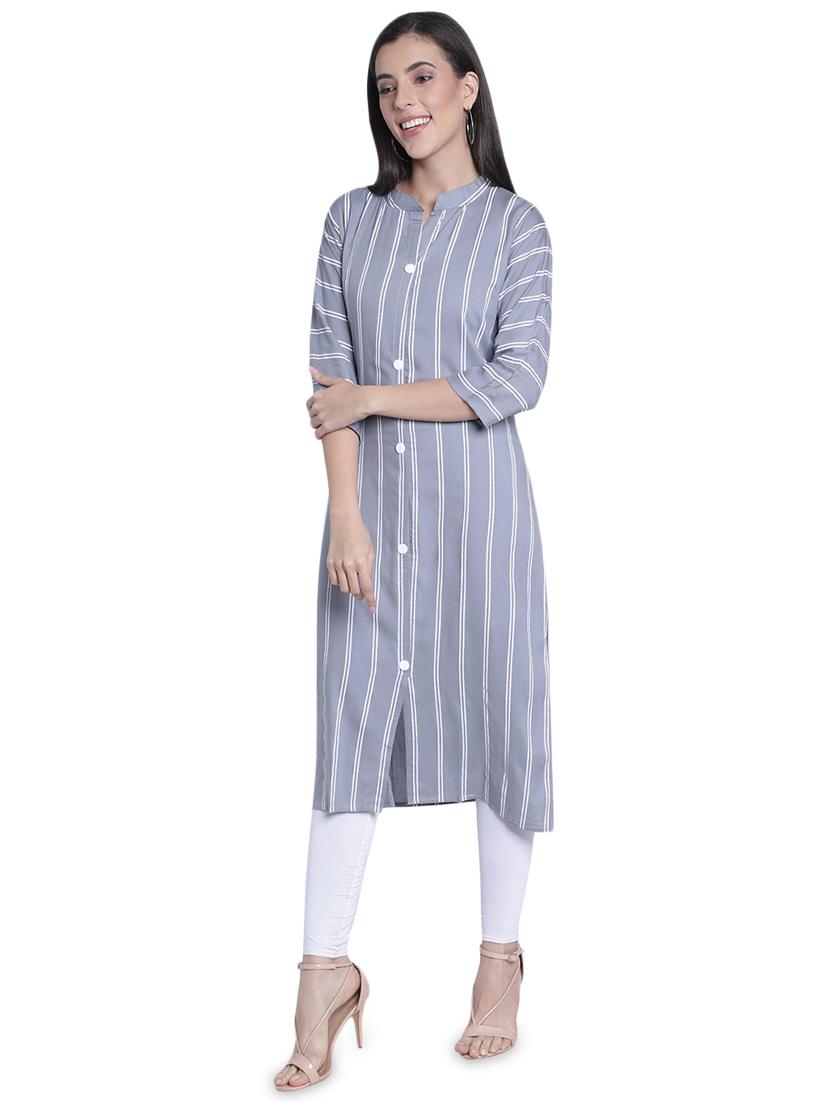 striped straight kurta - 17419442 - Zoom Image - 2