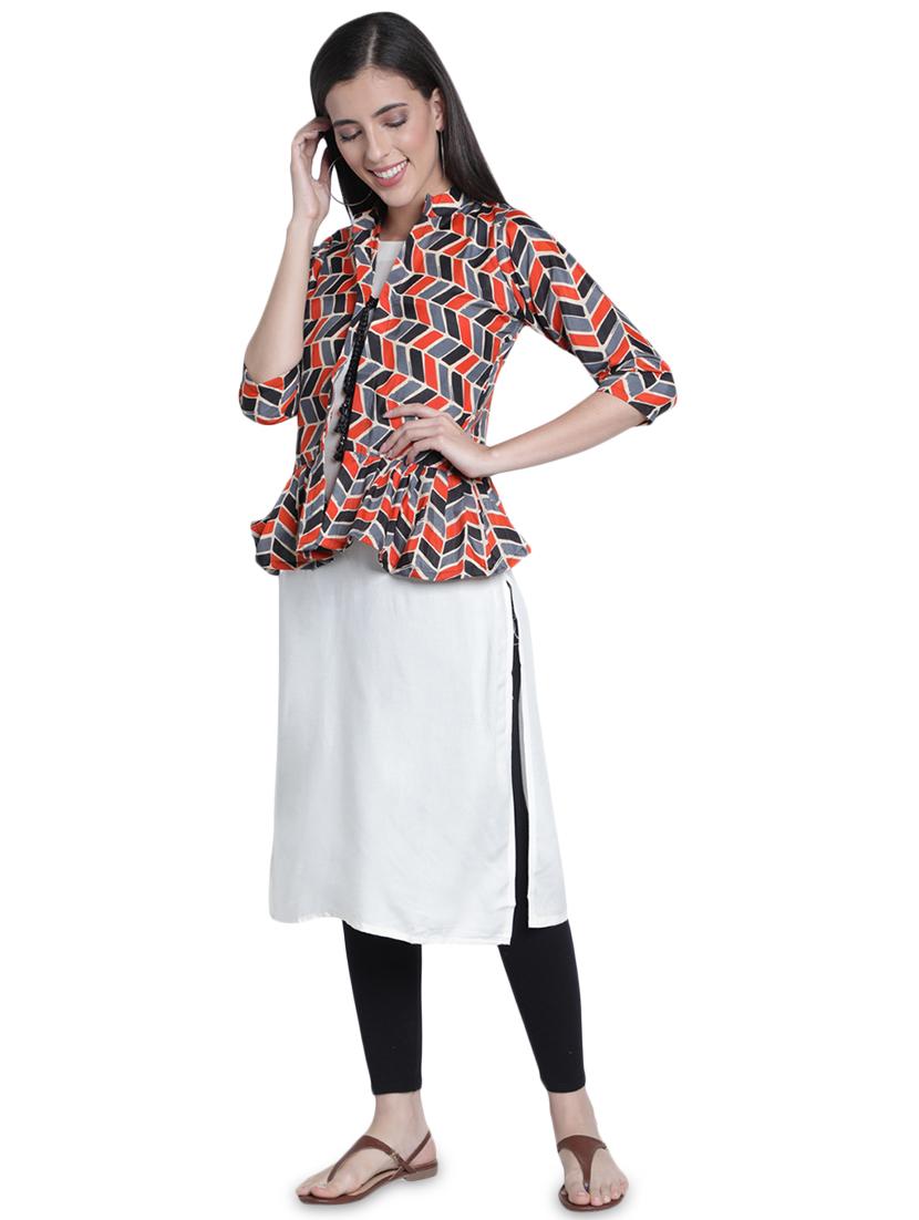 geometrical kurta with jacket kurta - 17419445 - Zoom Image - 2