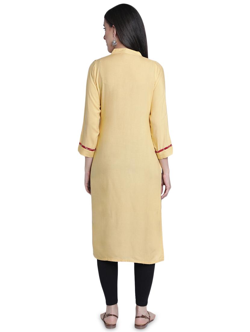 solid straight kurta - 17419446 - Zoom Image - 3