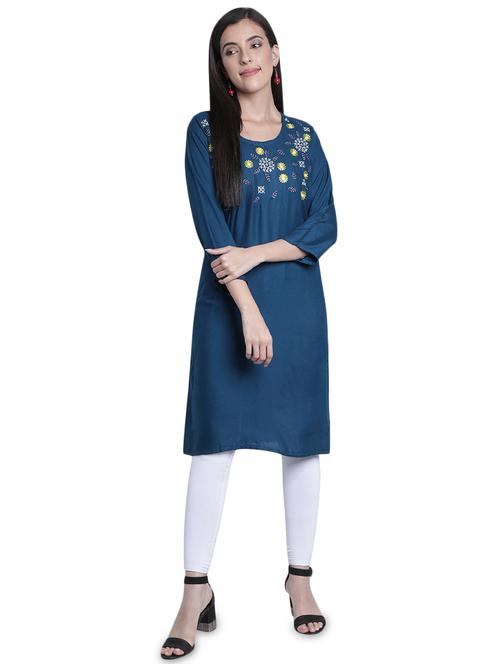 embroidered straight kurta - 17419449 - Standard Image - 1