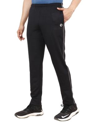 black solid fleece full length track pant - 17419450 - Standard Image - 2