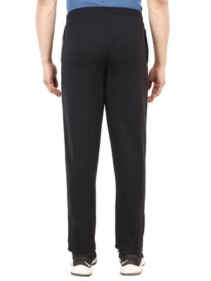 black solid fleece full length track pant - 17419450 - Standard Image - 3