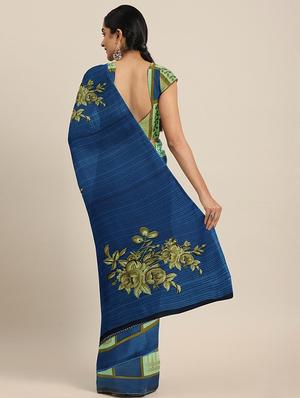 checkered printed saree with blouse - 17419475 - Standard Image - 2