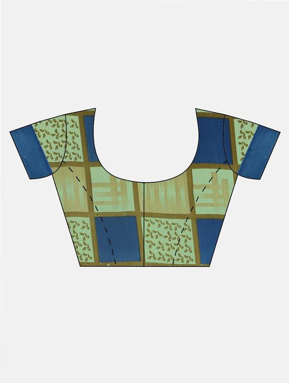 checkered printed saree with blouse - 17419475 - Zoom Image - 3
