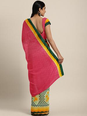 printed bordered saree with blouse - 17419477 - Standard Image - 2
