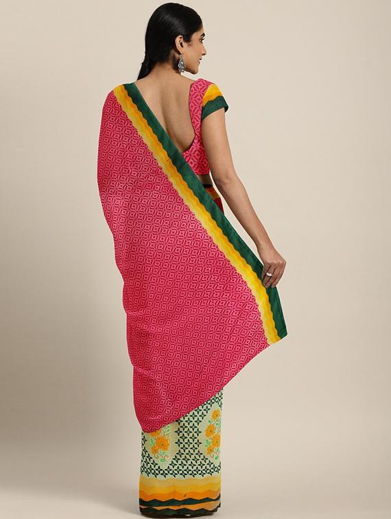 printed bordered saree with blouse - 17419477 - Zoom Image - 2