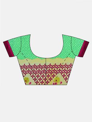 green georgette printed saree with blouse - 17419478 - Standard Image - 3