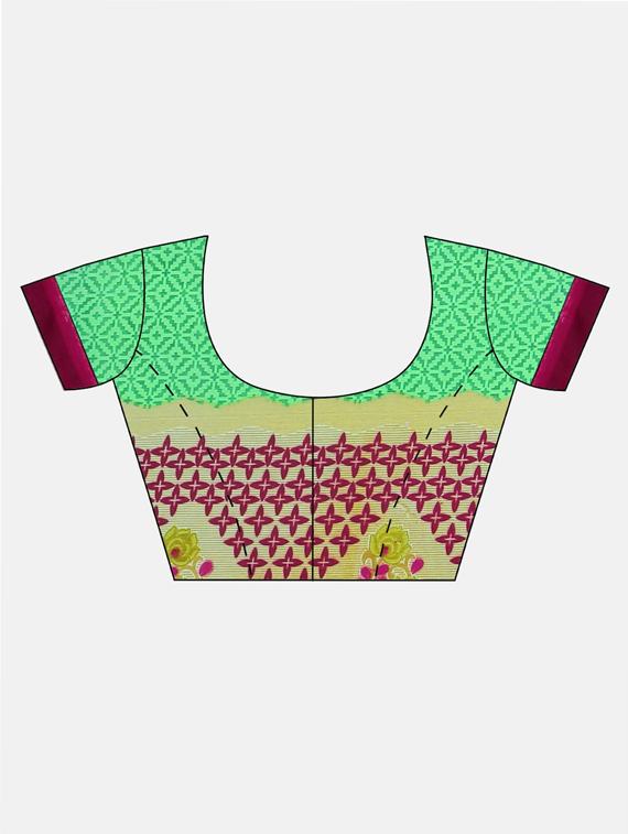 green georgette printed saree with blouse - 17419478 - Zoom Image - 3